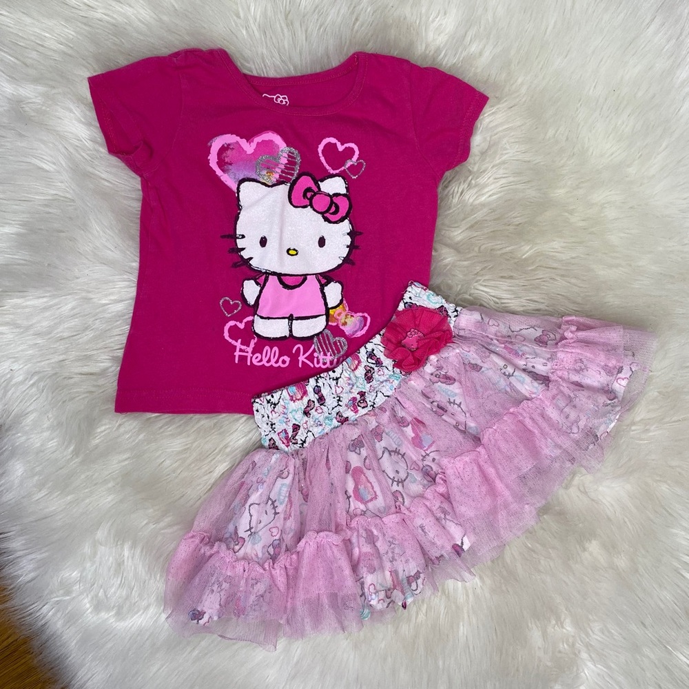 Hello Kitty Two Piece Set With Shirt And Skirt